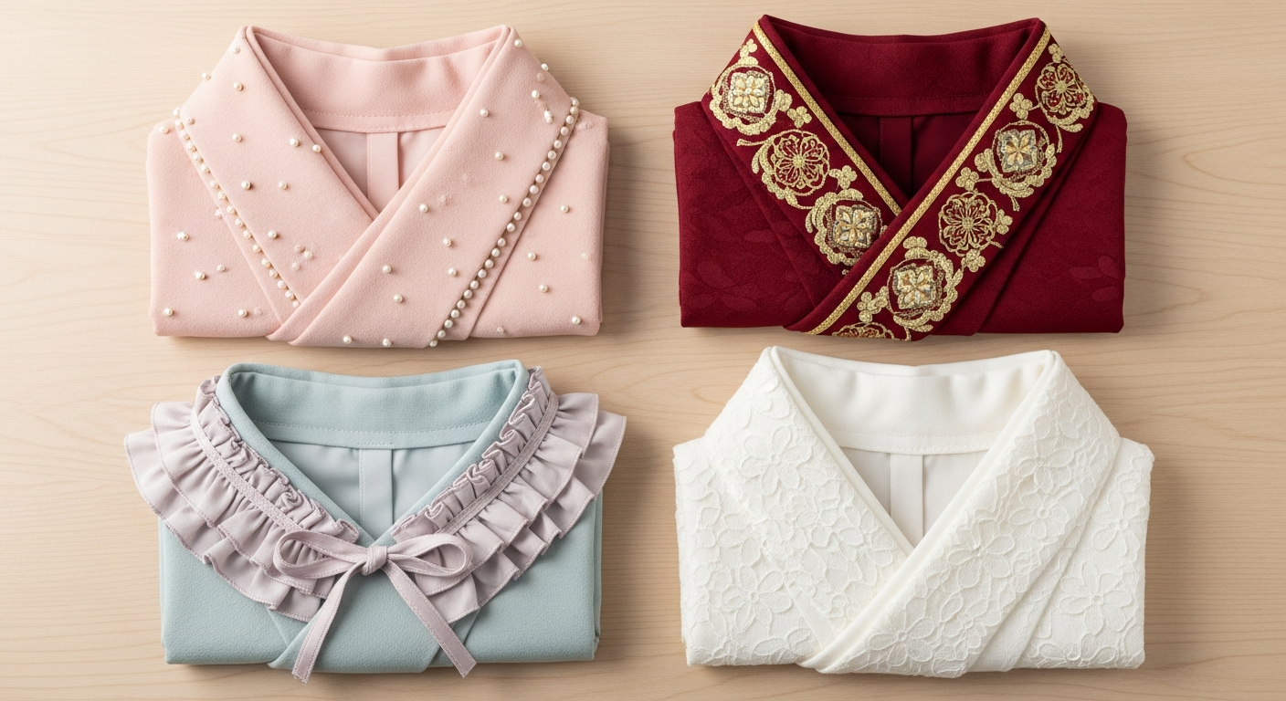 重ね襟の種類 - パール付き・金刺繍・レース・フリルの重ね襟