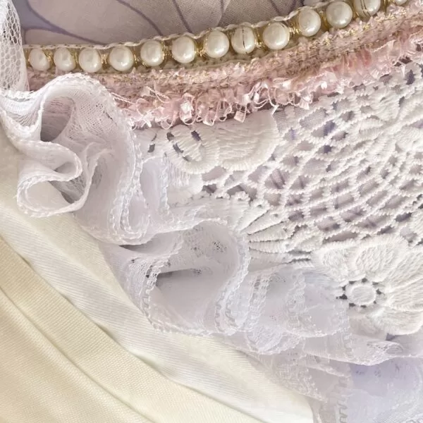 帯揚げ黒 フリルレース ハンドメイド和装小物
