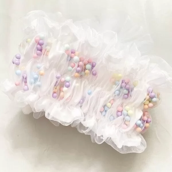 こども女の子浴衣甚平　カラフル虹色マカロンポンポンゆめかわゴム帯セット - Erii 和装小物店