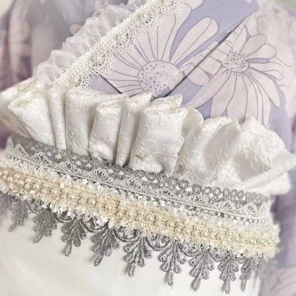フリル帯揚げ　高級金の刺繍入りレース帯揚げ成人式振袖　帯揚げ花柄卒業式袴　浴衣着物　帯飾 - Erii 和装小物店