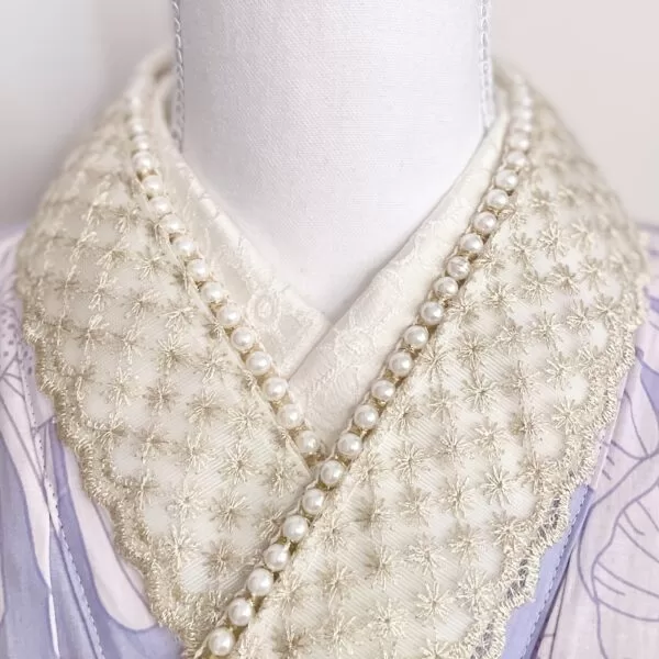 ゴールド刺繍×パールの重ね襟 No.15｜成人式・振袖・着物に