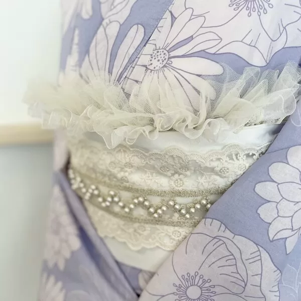 レース×ベルベットの帯揚げ No.6｜成人式・振袖・着物に
